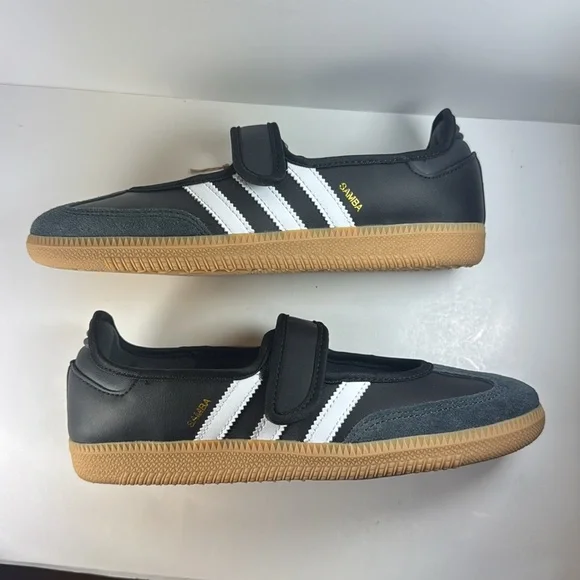 Adidas Samba Black White Velcro Women’s Size 7 Sneakers Mary Jane Shoes - Picture 6 of 12
